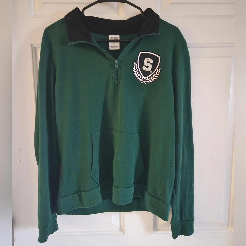 Large Victoria's Secret PINK MSU Quarter-Zip